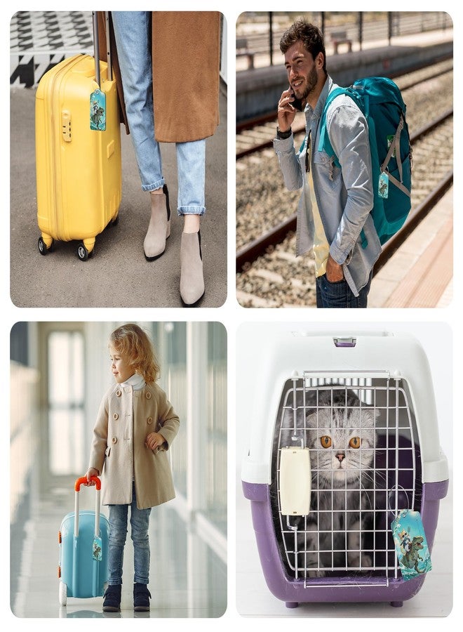 ZHAZHANIU Luggage Tags for Suitcases Funny Leather Carnival Cruise Luggage Tags Cute Travel Name Tags for Cruise Ships Travel Essentials 2 Pack (Dinosaurs and Cats) - Image 3